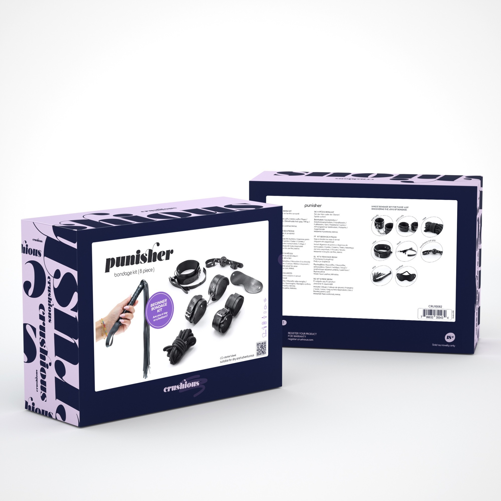  Pack de 18 Kit Bondage Punisher com 8 Pe&ccedil;as | Crushious