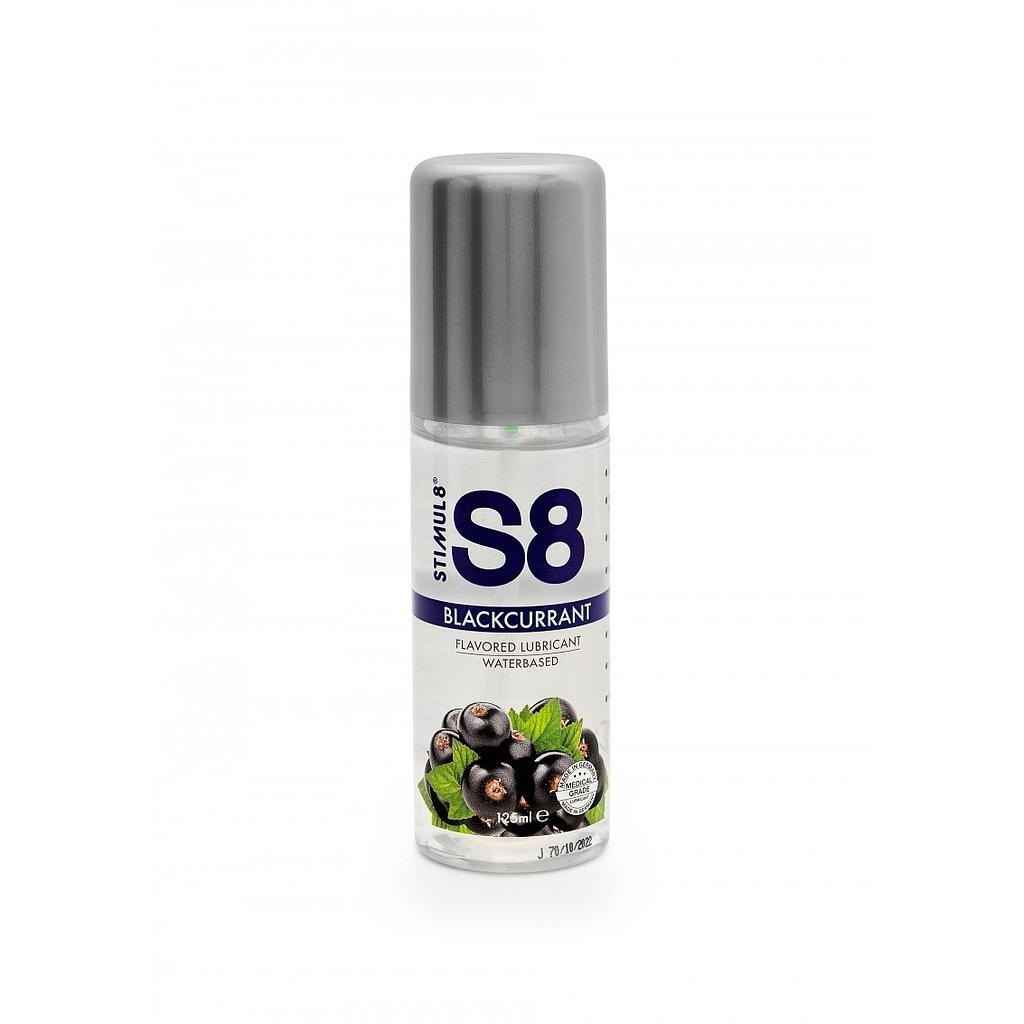 Frasco de lubrificante aromatizado blackcurrant com tampa cinza