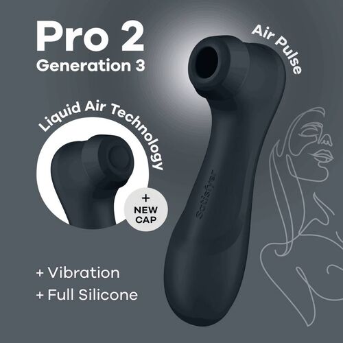 SATISFYER PRO 2 - TECNOLOGIA DE AR L&Iacute;QUIDO GERA&Ccedil;&Atilde;O 3 PRETO