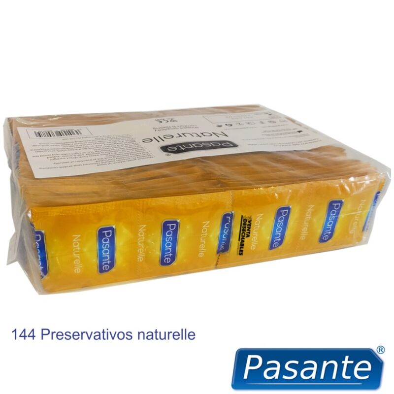 Pacote de preservativos Pasante Naturelle em embalagens amarelas