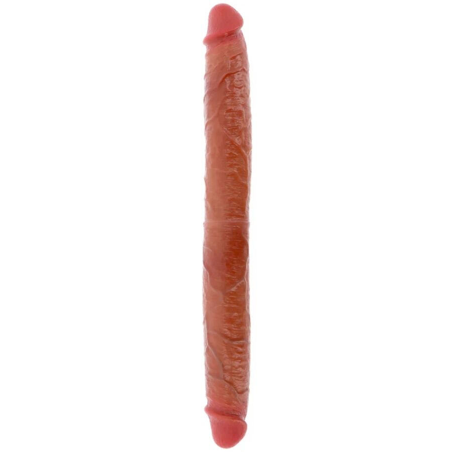 Produto alongado castanho avermelhado com textura rugosa e pontas rosadas
