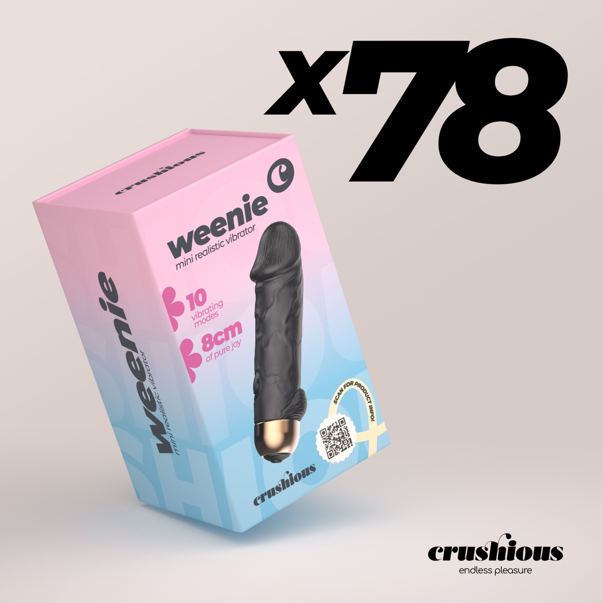 🖤 PACK 78 MINI VIBRADOR BALA REALISTA WEENIE PRETO | CRUSHIOUS