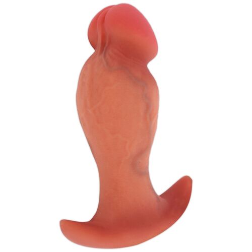 Dildo cor de pele com veias e base curvada