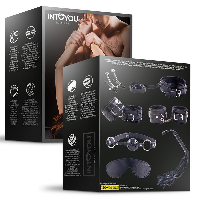 🖤 INTOYOU BDSM Line | 7 Pcs Bondage Set Furry Kit