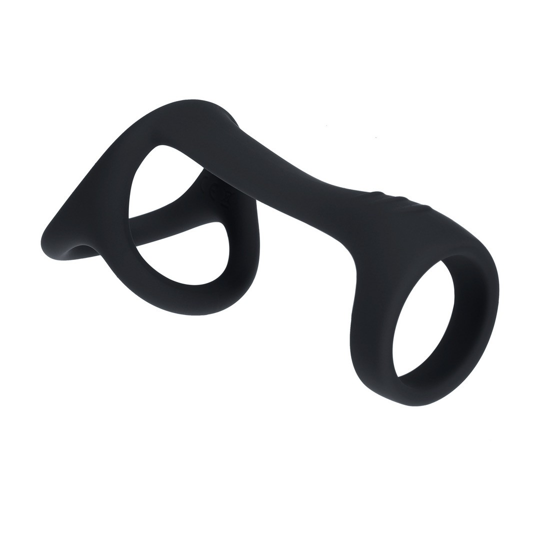 Anel ajustável em silicone preto com design ergonómico