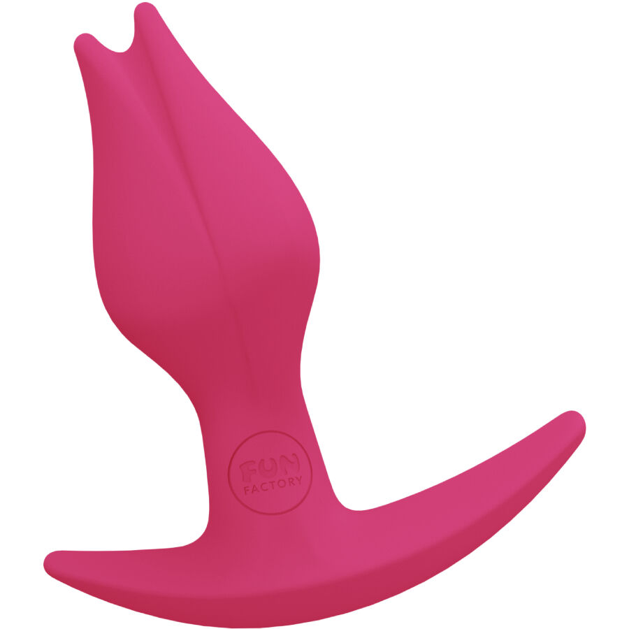 Produto cor-de-rosa em silicone com formato anatómico e marca FUN FACTORY