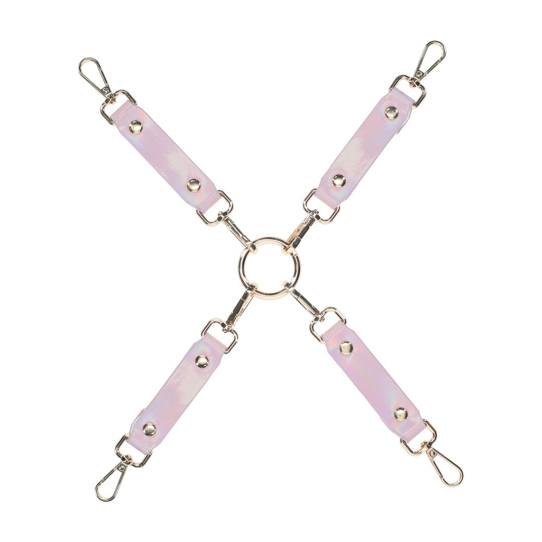 Conjunto de tiras rosa claro com anel metálico e ganchos