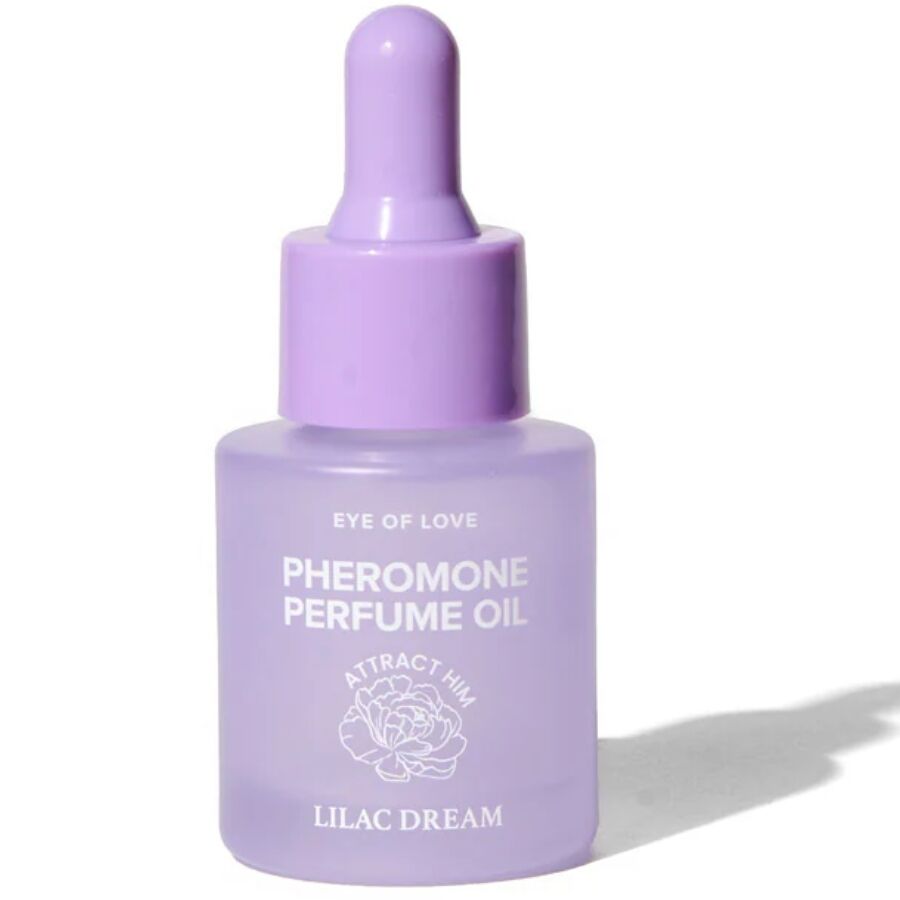 Frasco lilás de óleo perfumado com feromonas Lilac Dream com conta-gotas