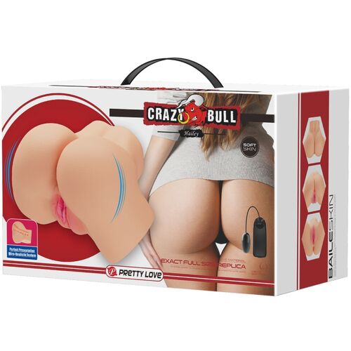 Masturbador Crazy Bull Hailey: Dupla Entrada Realista com Bala Vibratória e Controlo Remoto para Prazer Intenso