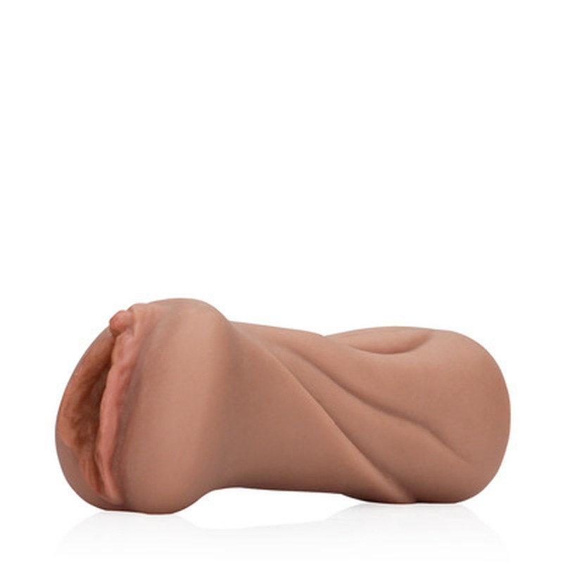 Brinquedo adulto em silicone cor pele sobre fundo branco