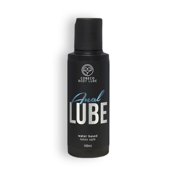 Frasco preto de lubrificante corporal Cobeco Anal LUBE