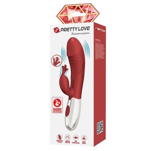 ❤️ PRETTY LOVE Rosewood Rabbit | Vibrador Coelho 30 Fun&ccedil;&otilde;es Recarreg&aacute;vel Vermelho