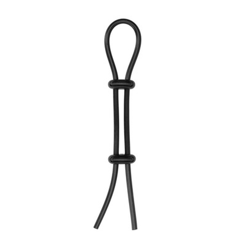 Cordão elástico preto com argolas ajustáveis e laço