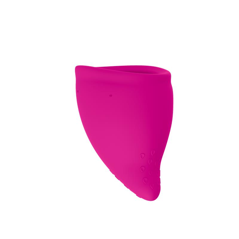 Recipiente rosa em silicone com textura lisa e gotas