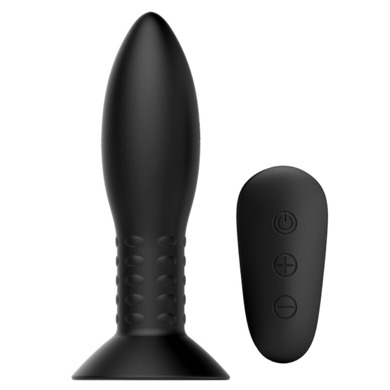 Plug anal e controlo remoto preto com botões