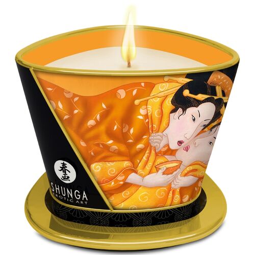 Vela de Massagem Shunga Manga: Óleo Quente com Aroma Frutado para Momentos Sensuais