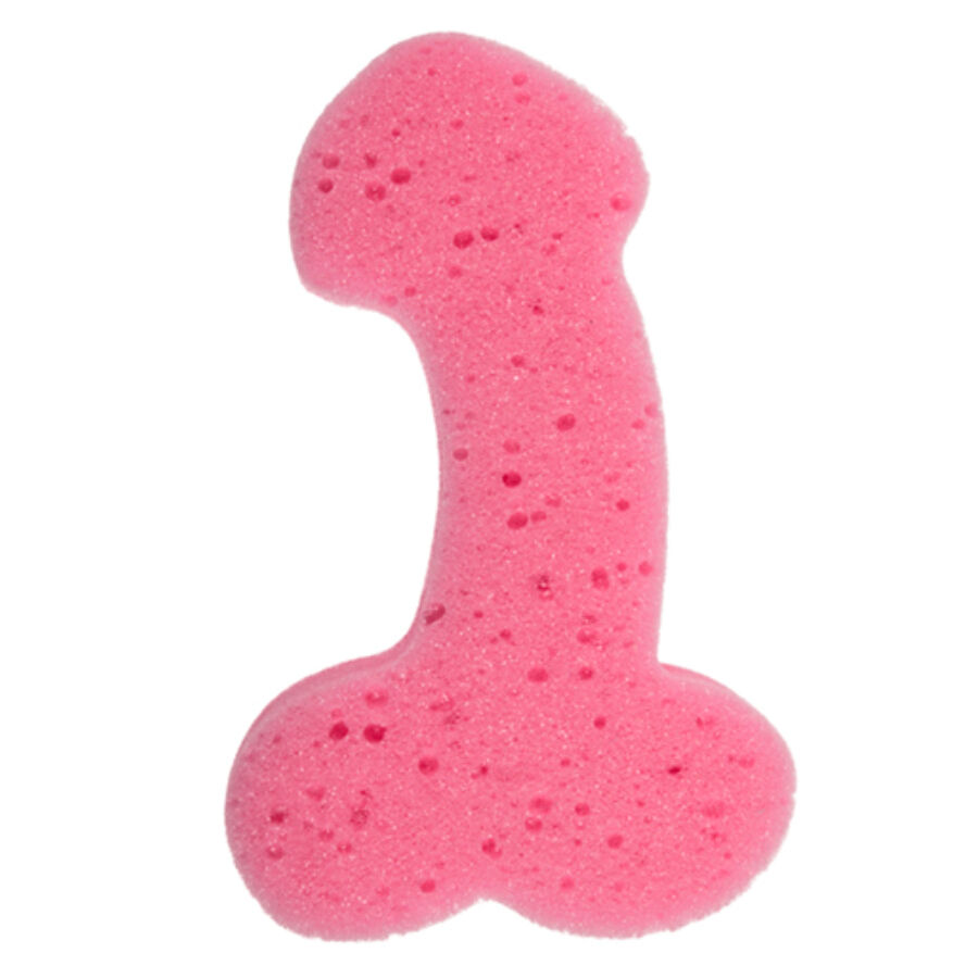 Esponja rosa com forma sugestiva e textura porosa
