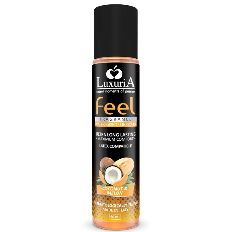 Frasco de lubrificante à base de água Luxuria Feel coco e melão