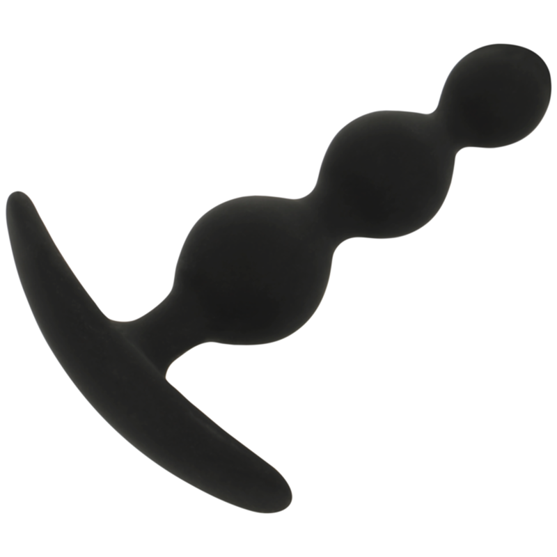 Plug anal preto com três esferas e base larga