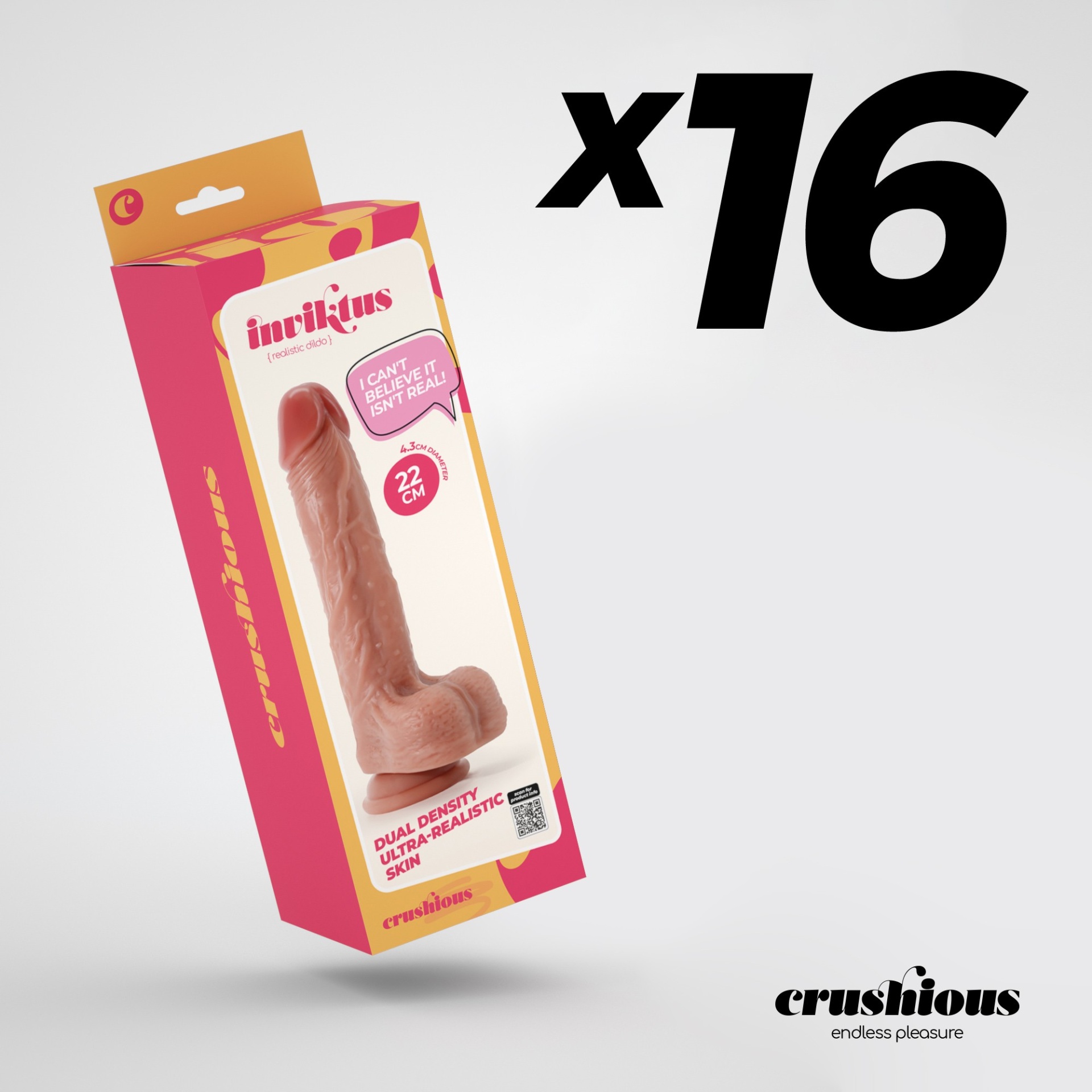 Pack de 16 Dildo de Silicone L&iacute;quido Inviktus 8.5 | Crushious Pele