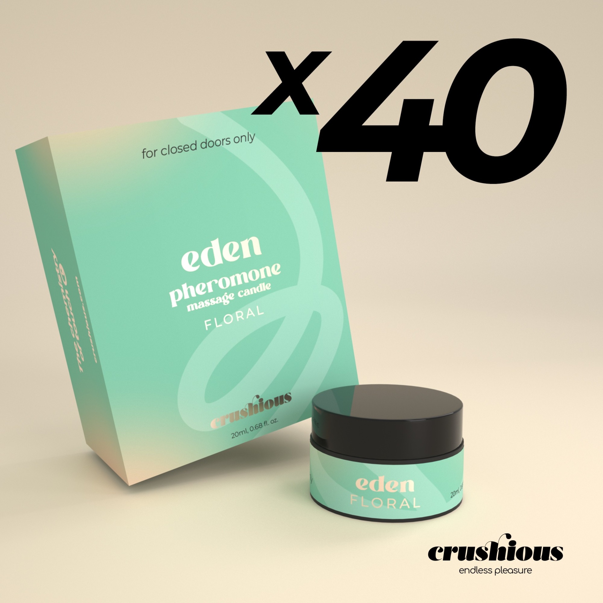 🕯️ Pack de 40 Velas de Massagem Eden com Feromonas e Aroma Floral 20ml | Crushious
