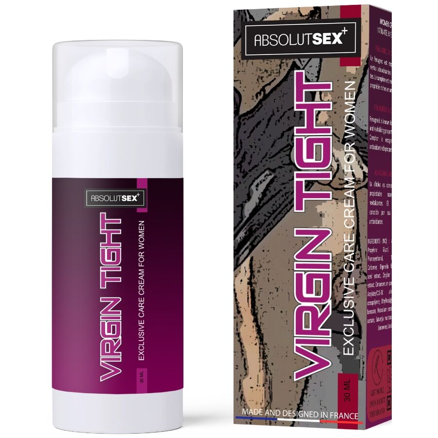 Frasco branco de creme com rótulo roxo e caixa com design abstrato cinzento e castanho