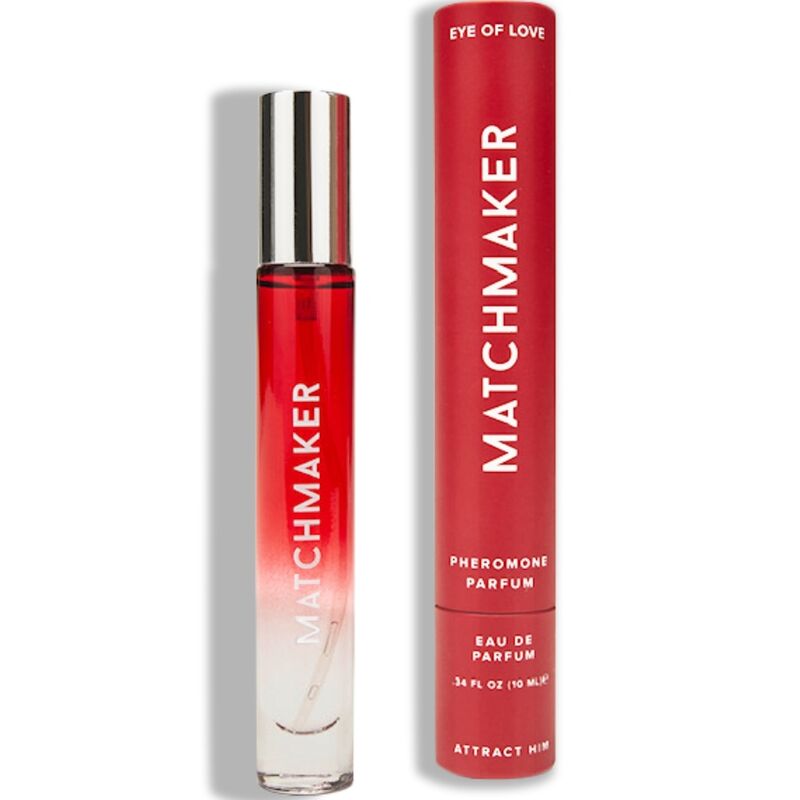 Perfume roll-on vermelho Matchmaker com embalagem cilíndrica vermelha
