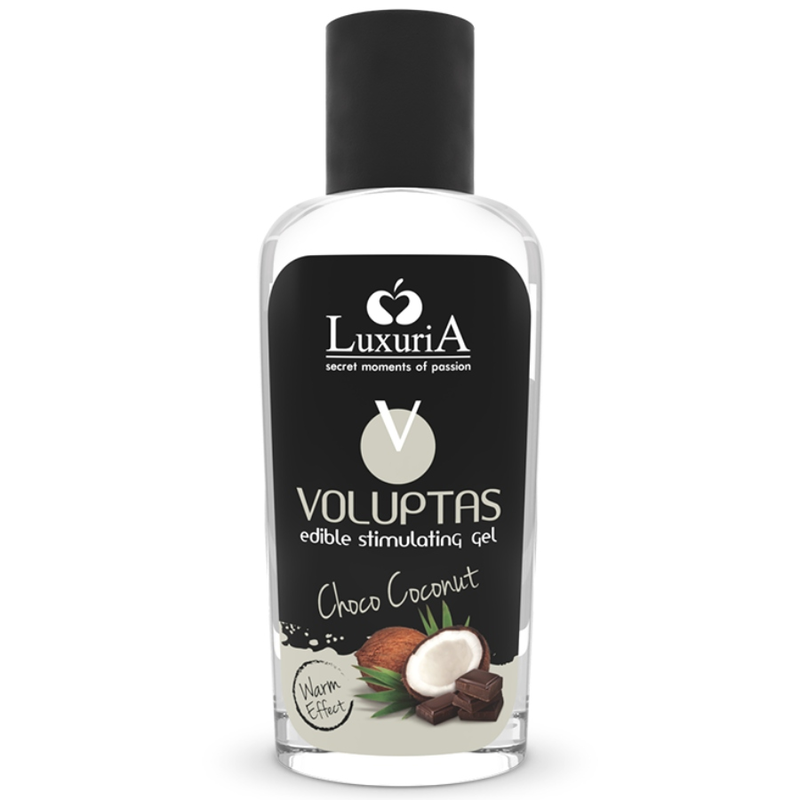 Frasco gel comestível Luxuria Voluptas cheiro Choco Coconut