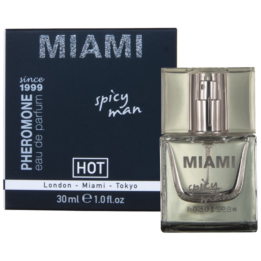 Frasco de perfume MIAMI spicy man com caixa preta