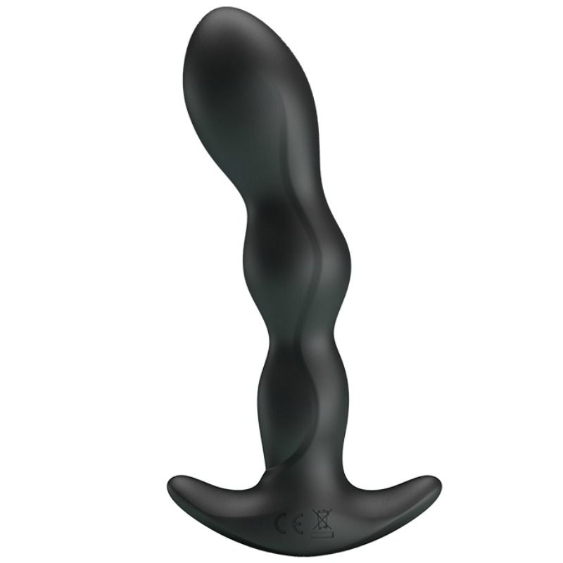 Produto de silicone preto curvo com base alargada e símbolos CE.