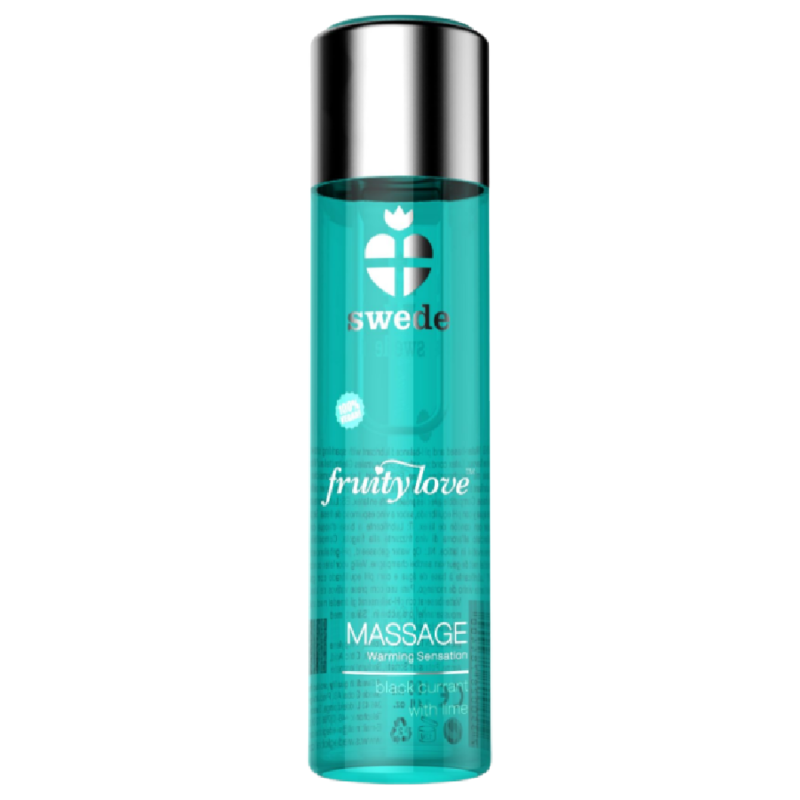 Frasco azul de óleo para massagem Swede fruity love
