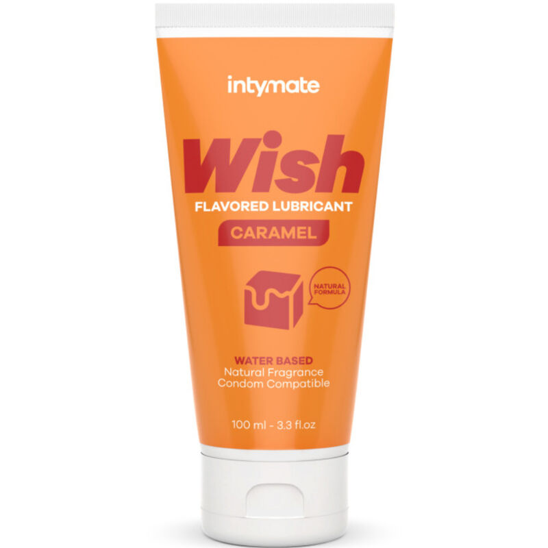 Tubo de lubrificante sabor Caramel intymate laranja e branco