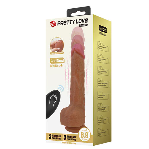 🍆 Pretty Love Tommy | Realistic Vibrator with Remote Control & Thrusting Dark Brown
