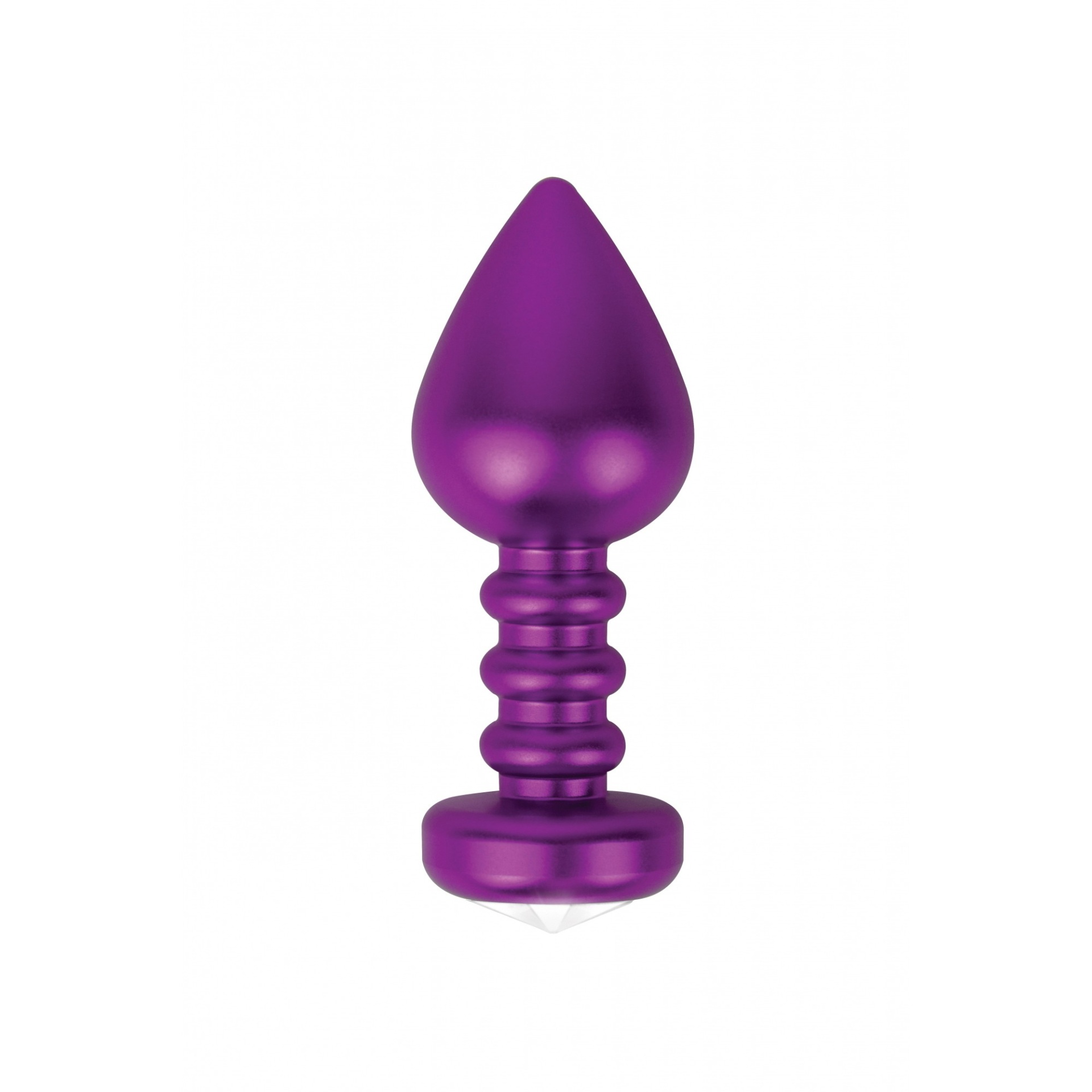 Plug anal metálico roxo em fundo branco
