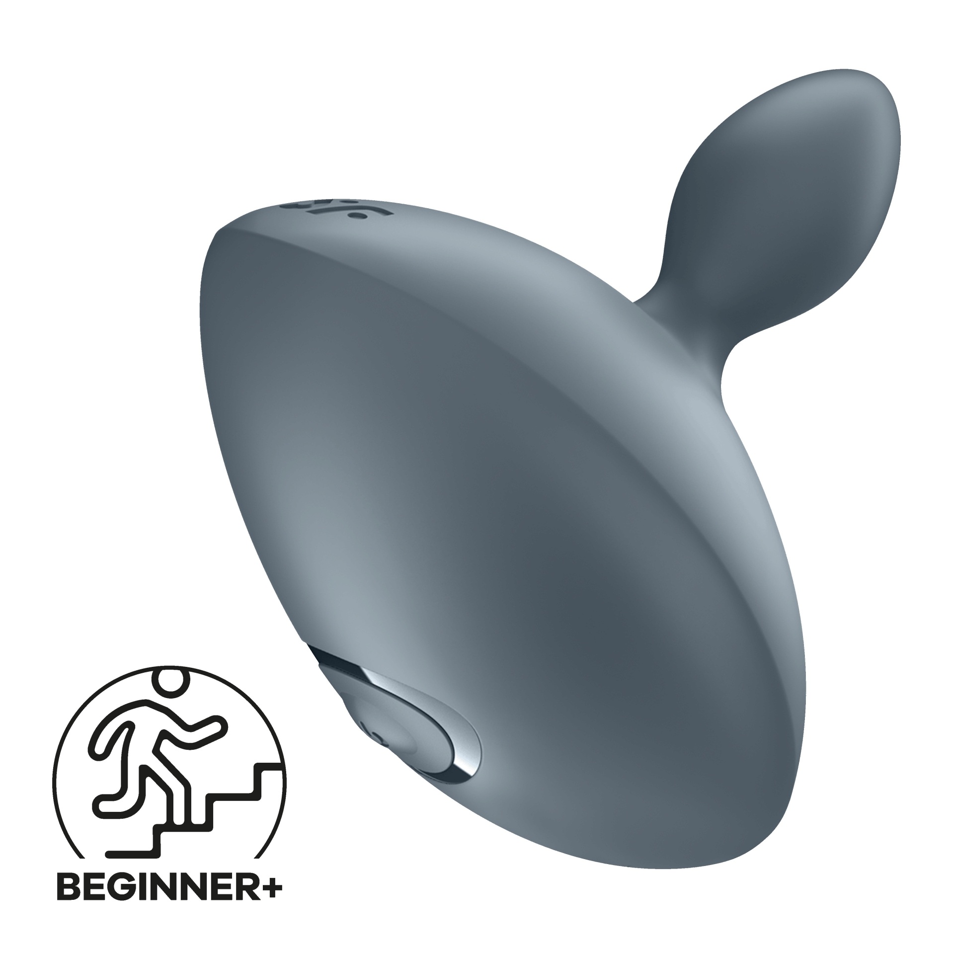 Dispositivo cinzento com botão e símbolo BEGINNER+
