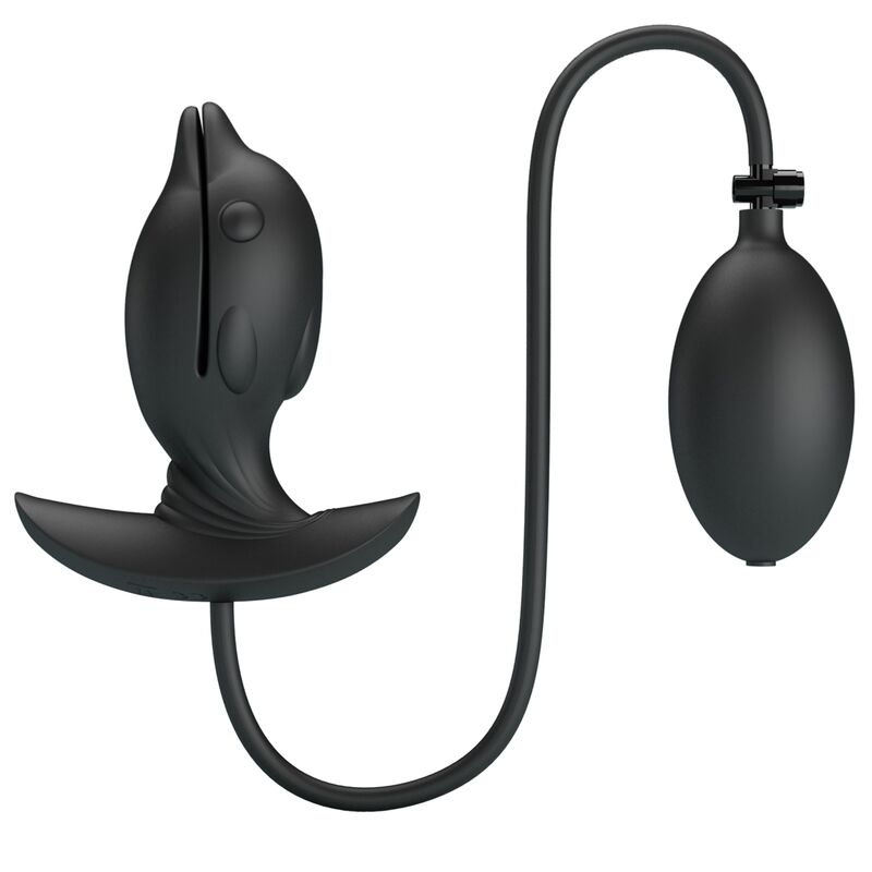 Dispositivo inflável preto com bomba manual e tubo flexível