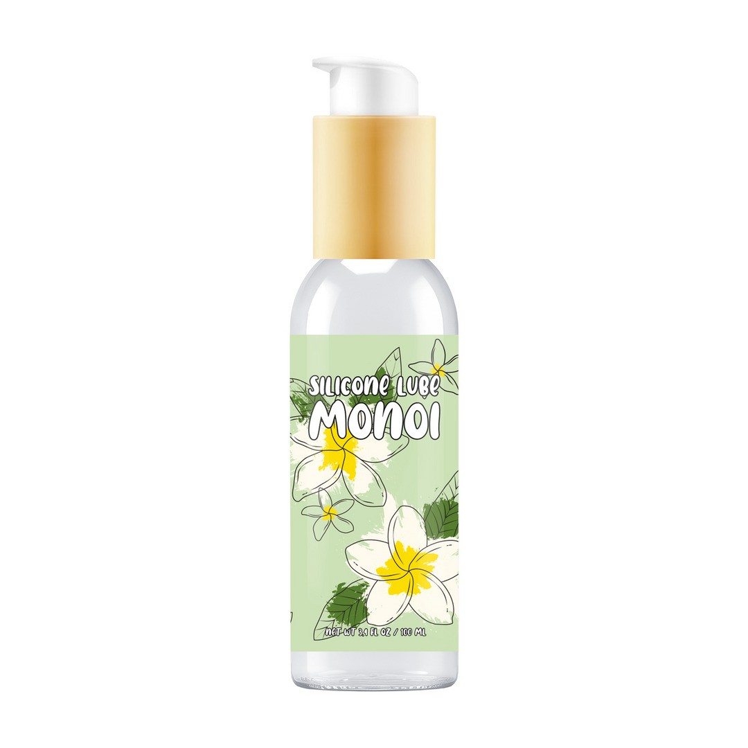 Frasco plástico com doseador e rótulo floral verde