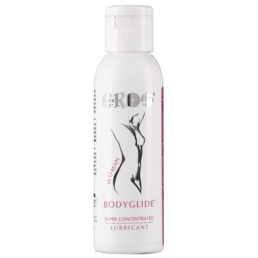 Frasco branco de lubrificante íntimo feminino Eros Bodyglide.