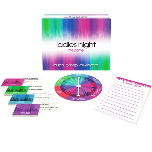 Jogo ladies night the game com carta, círculo giratório e bloco de notas coloridos