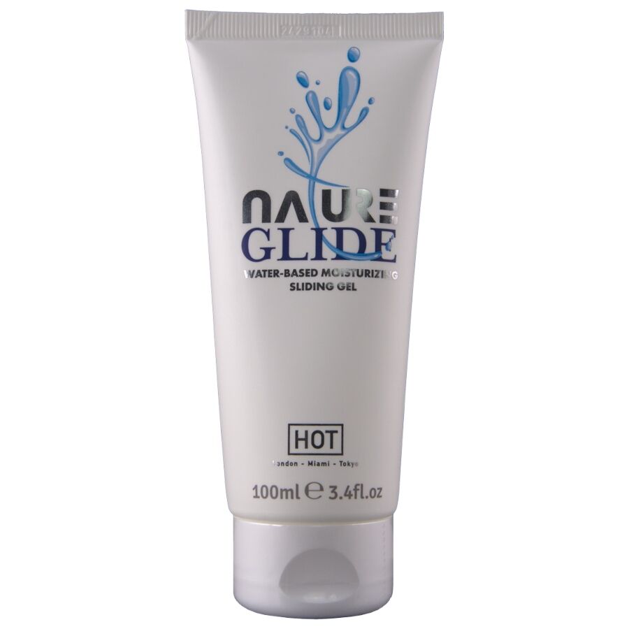 Frasco branco de gel deslizante hidratante em base de água da marca HOT