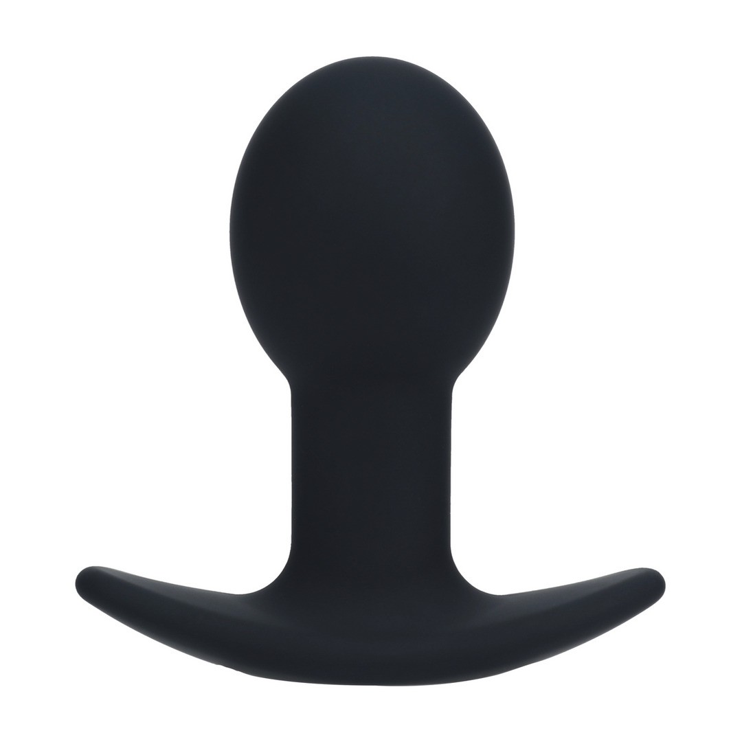 Plug anal preto de silicone com base larga
