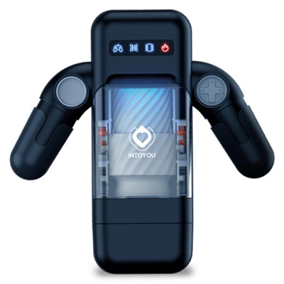 Dispositivo preto com alças móveis, display digital e logotipo INTOYOU