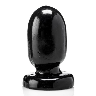 Objeto de borracha preta com base larga e forma oval