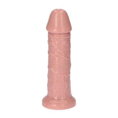Dildo cor de pele com textura e base larga
