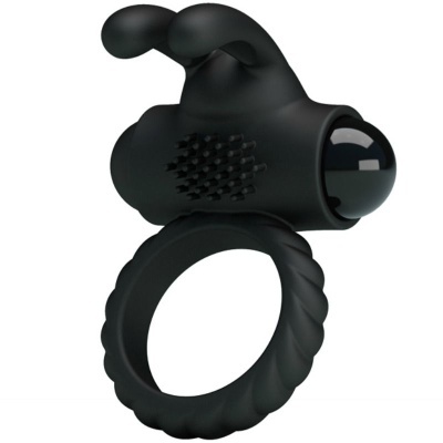 Anel de silicone preto com detalhe em relevo e esfera brilhante