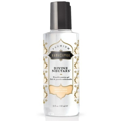 Frasco transparente de gel com tampa preta e rótulo decorado