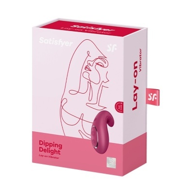 Caixa de produto para vibrador Lay-on cor rosa escuro da marca Satisfyer