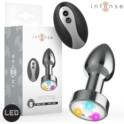 Plug anal metálico vibratório iluminado e comando com caixa