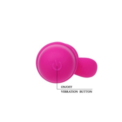 Botão de vibração rosa em silicone com texto ON/OFF VIBRATION BUTTON