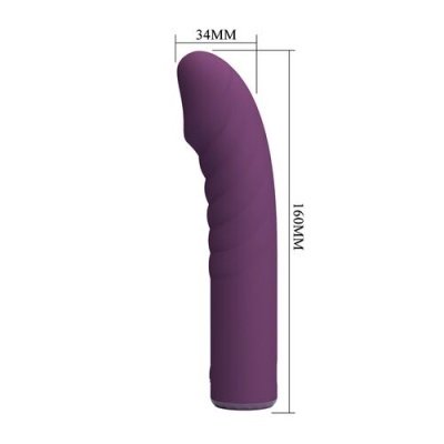 Vibrador roxo com textura ondulada e curvado